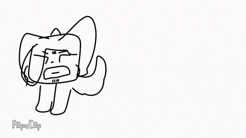 a black and white drawing of a cartoon character with a tear coming out of its eye .