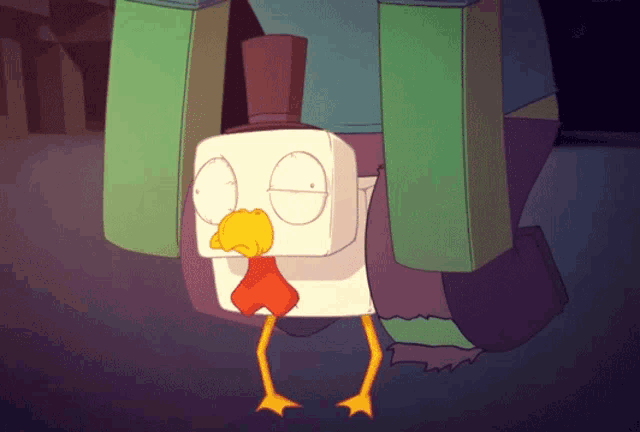 a cartoon of a chicken with a top hat