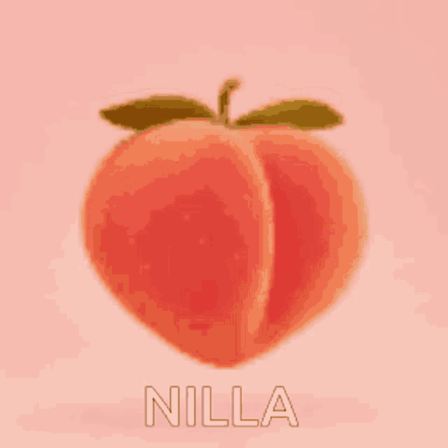 a picture of a peach with the word nilla below it .