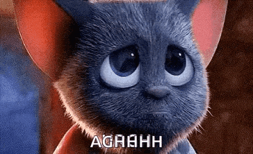a close up of a cartoon cat with a sad look on its face and the words `` aghhh '' written below it .