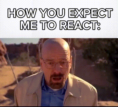 a bald man with glasses and a beard is standing in the desert and says `` how you expect me to react ? ''