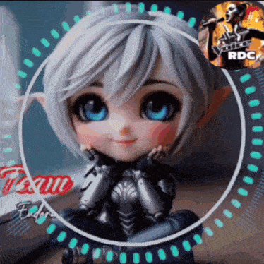 a picture of a doll with a logo for the voice rdc4 in the background