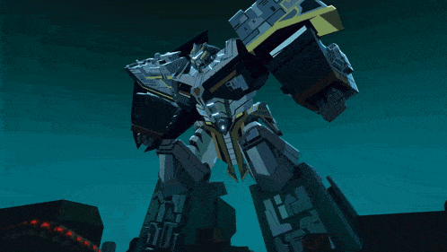 a robot is being attacked by missiles and smoke coming out of it