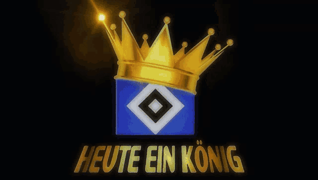 a blue and white logo with a crown and the words heute ein konig