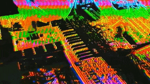 a rainbow colored image of a staircase with a rainbow of colors on it