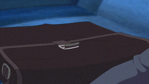 a cartoon character is peeking out of a box and smiling