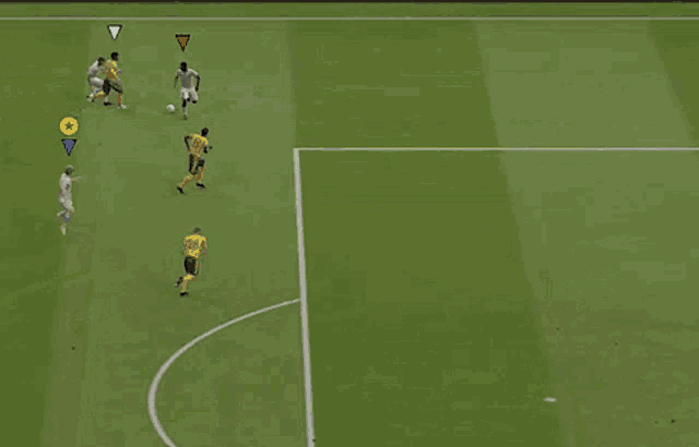 a soccer game is being played on a field with the goon xl in the corner