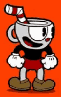 cuphead is a cartoon character with a striped straw in his mouth .