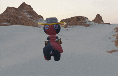 a stuffed animal wearing a cowboy hat and holding a pair of guns