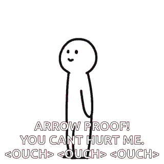 a cartoon of a person with an arrow in his chest .