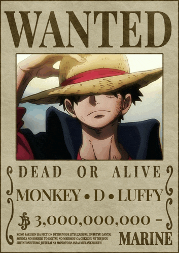 a wanted poster for monkey d. luffy from the anime one piece