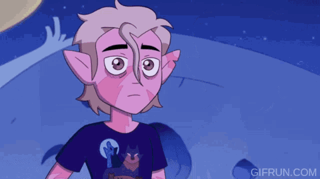 a cartoon character with a purple shirt that says gifrun.com on it