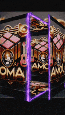 a purple glowing object with the word oma amc on it