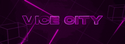 a purple background with the words vice city written in neon