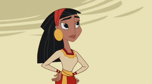 a cartoon of a woman with her eyes closed and her hands on her hips