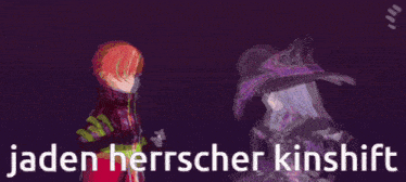 a picture of a girl and a boy with the words jaden herrscher kinshift in white letters