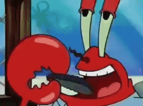 a close up of a cartoon character eating a fish .