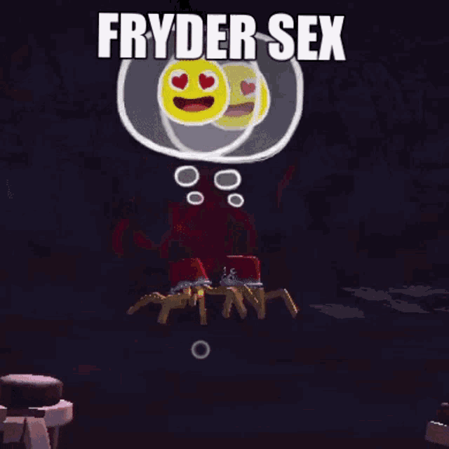 a cartoon of a spider with fryder sex written on it