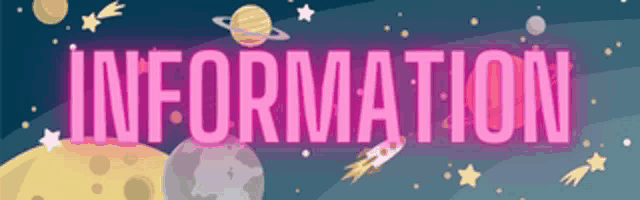 a sign that says information with planets and stars