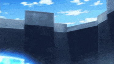 a wall with a blue sky in the background and a bbc logo in the corner