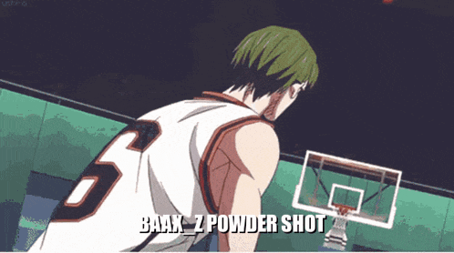 a basketball player with the number 5 on his jersey is about to take a powder shot