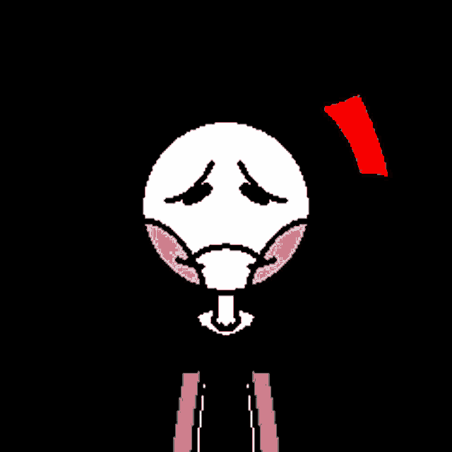 a pixel art of a sad face with a red arrow pointing to the left