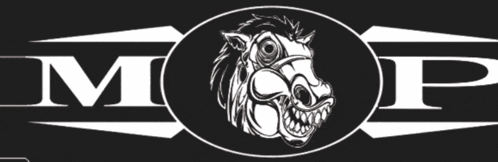 a black and white logo for msp with a horse in the center