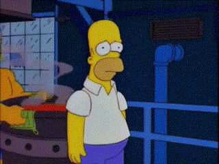a cartoon of homer simpson standing in front of a fence