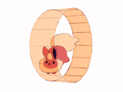 a cartoon of a hamster in a wheel