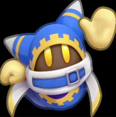 a cartoon character wearing a blue and yellow hat and gloves is giving a thumbs up .