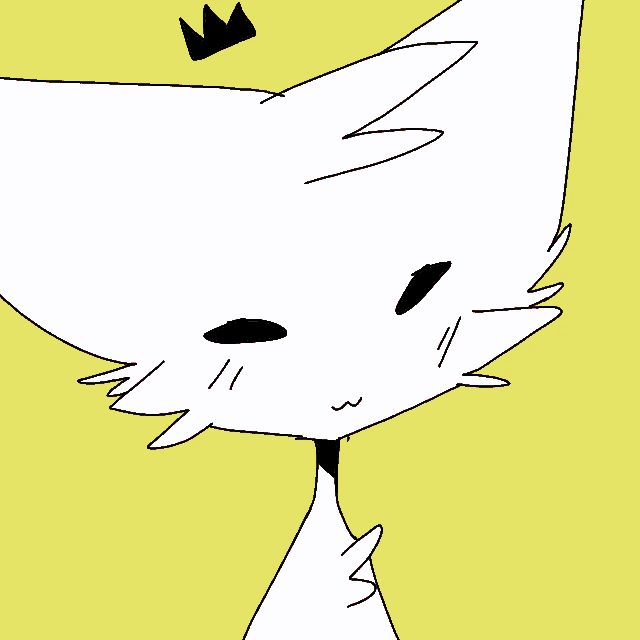 a drawing of a white cat with a crown on his head
