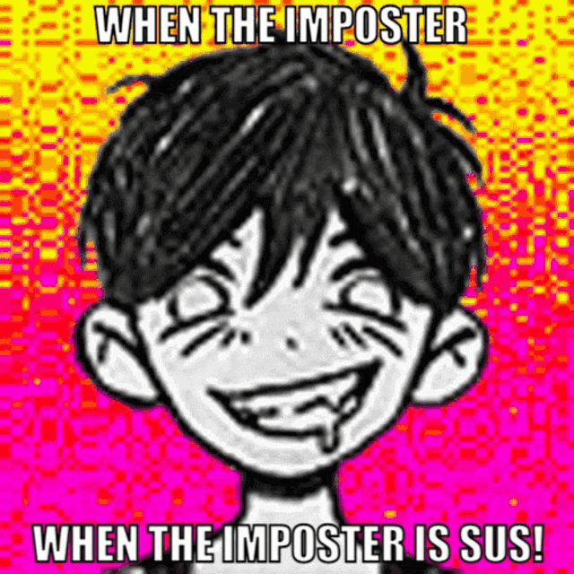 a cartoon of a boy with the words when the imposter when the imposter is sus written on it
