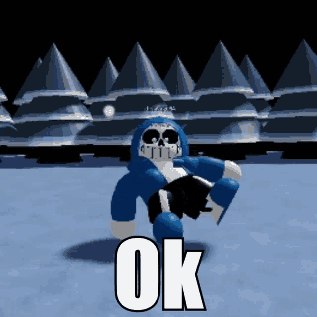 a cartoon character with a skull on his head and the word ok on the bottom