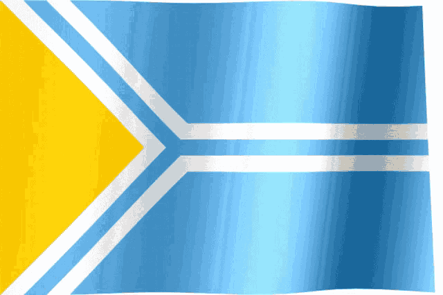 a blue and yellow flag with a white stripe