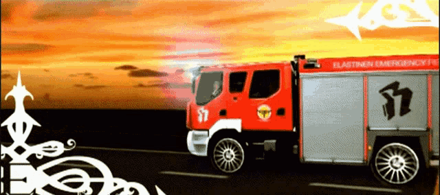a red and gray emergency vehicle with the number 37 on the side