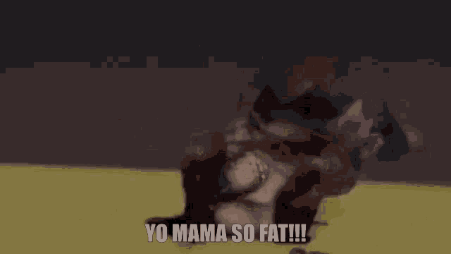 a cartoon of a monster with the words `` yo mama so fat ! ''