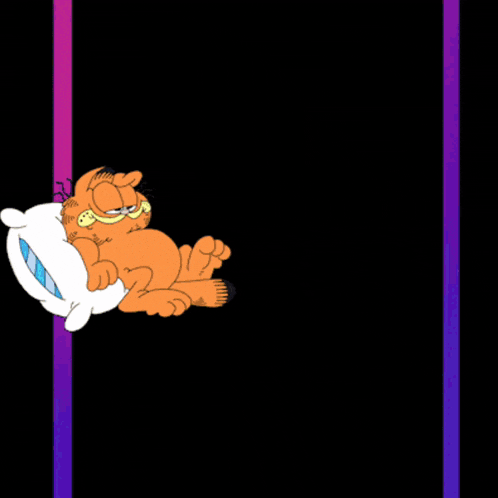 a woman is covering her mouth in front of a garfield cartoon and the words good morning