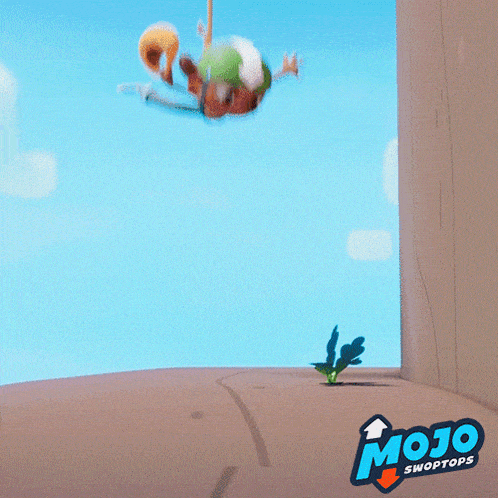an advertisement for mojo swoptops shows a turtle hanging from a rope