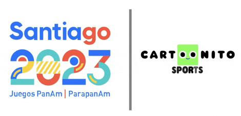 a logo for the santiago 2023 cartoonito sports event