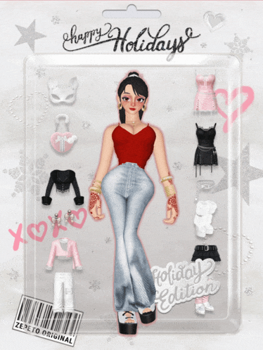 a doll in a package that says happy holidays holiday edition