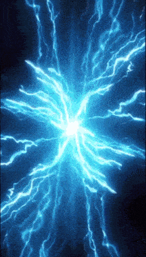 a blue lightning bolt is coming out of the center of the screen