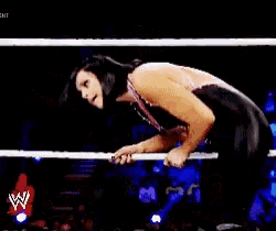 two women are wrestling in a ring with a referee