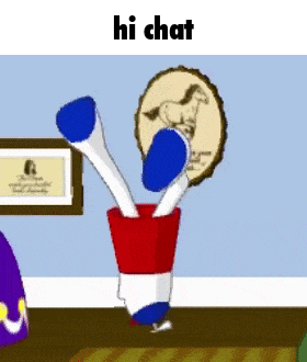 a cartoon of toothbrushes in a red white and blue cup with a picture of a horse on it