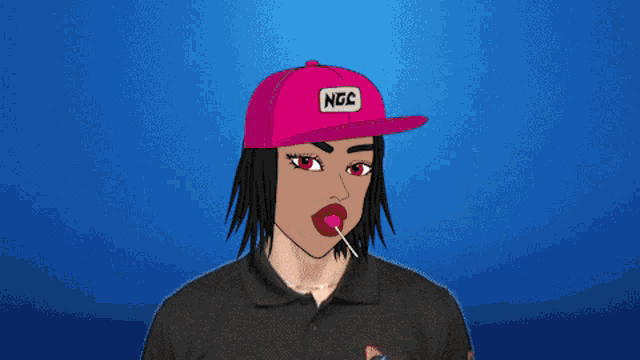 a girl wearing a pink hat that says ncc