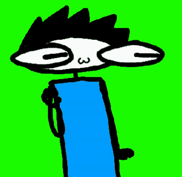 a drawing of a person with glasses and a blue shirt