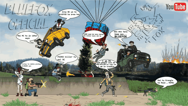 a poster for bluefox official shows a cartoon scene