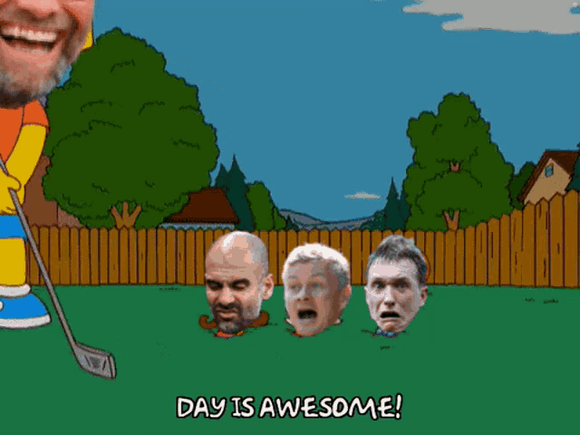 a cartoon of a man holding a golf club with the words day is awesome