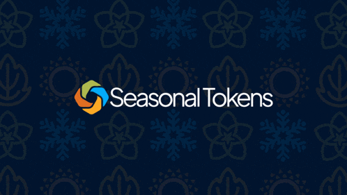a blue background with snowflakes and flowers and the words seasonal tokens
