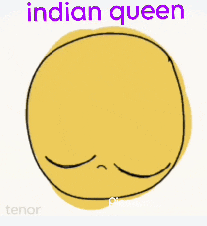 a yellow smiley face with big eyes and the words indian queen below it