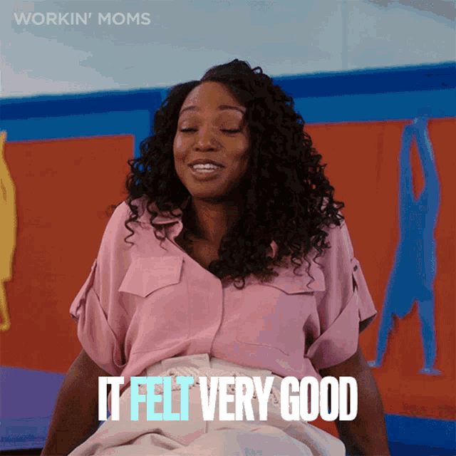 a woman says it felt very good in a workin moms advertisement